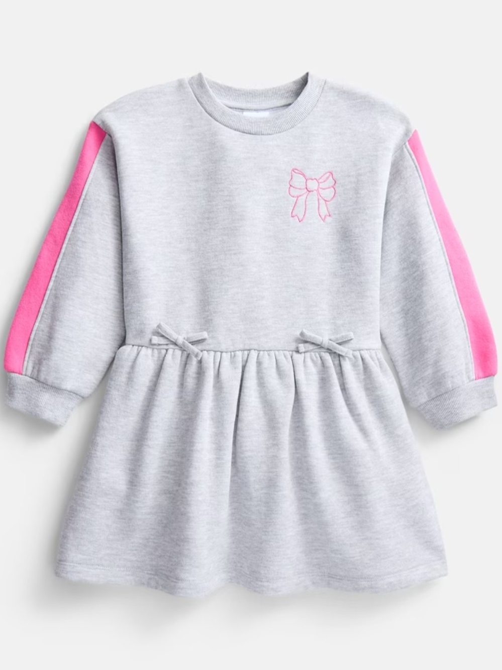 Girls 4T Embroidered Graphic Fleece Dress with Long Sleeves Pink Bow NWT